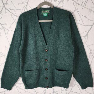 Hunt Club VTG Green 100% Lambswool Button Front Cardigan